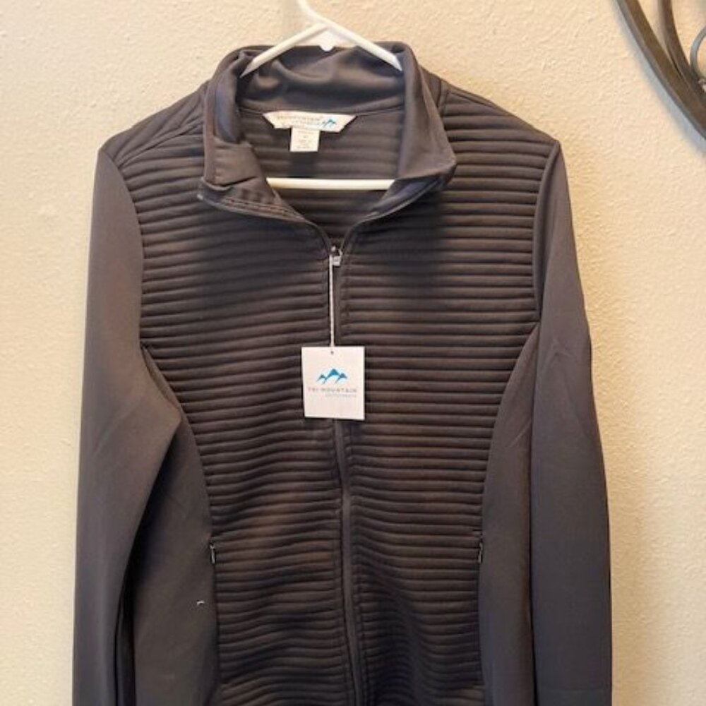 Tri-Mountain Performance Womens Jacket M Gray Full-Zip Custom undah On Sleeve‎